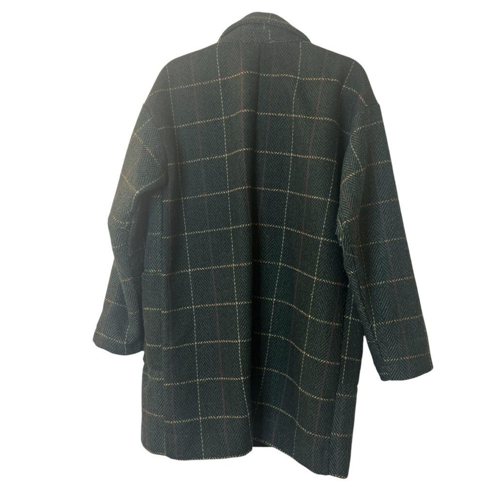 DAVI & DANI Dark Green Plaid Open-Front Wool Blend Blazer Jacket Sz M - Picture 4 of 8